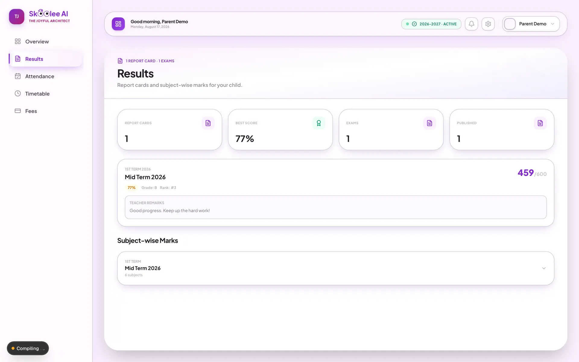 SKooLEE AI parent results delivered on the phone